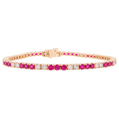 14K Yellow Gold Ruby Diamond Tennis Bracelet, view 1