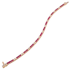 14K Yellow Gold Ruby Diamond Tennis Bracelet, view 2
