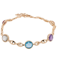 14K Yellow Gold Gemstone Cable Link Bracelet, view 1