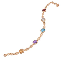 14K Yellow Gold Gemstone Cable Link Bracelet, view 2