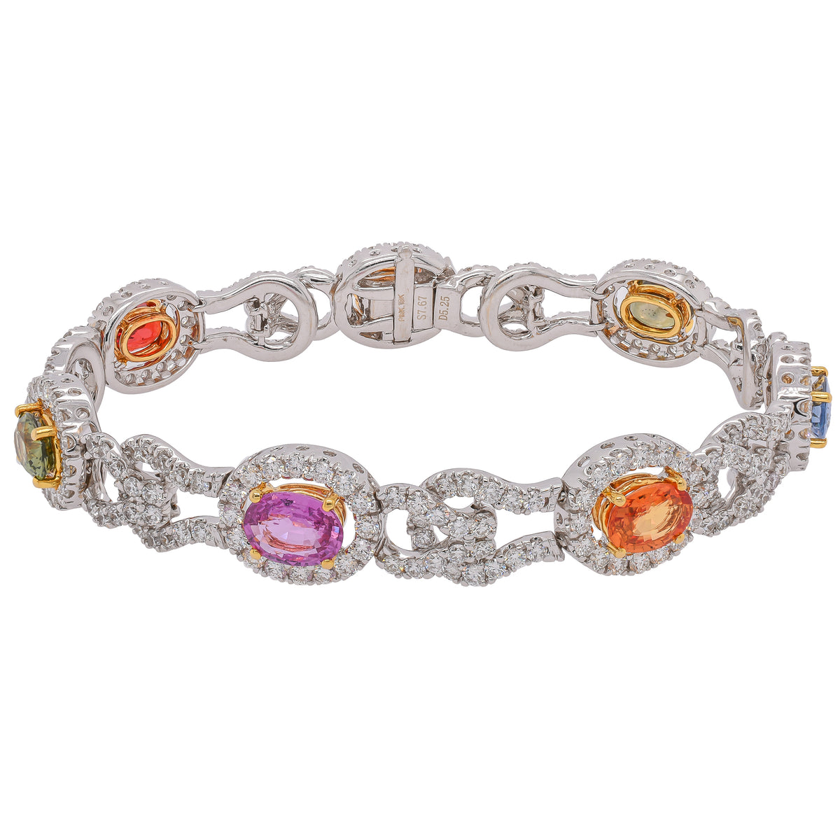 18K White Gold Fancy Sapphire and Diamond Bracelet