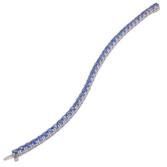 14K White Gold Sapphire Round Tennis Bracelet 12.32ct, view 2