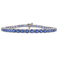 14K White Gold Sapphire Round Tennis Bracelet 12.32ct, view 1