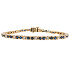 14K Yellow Gold Sapphire Diamond Tennis Bracelet, view 1