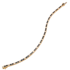 14K Yellow Gold Sapphire Diamond Tennis Bracelet, view 2