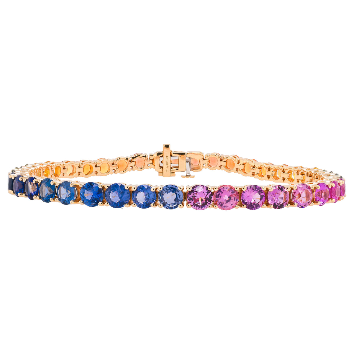 14K Yellow Gold Fancy Sapphire Rainbow Bracelet