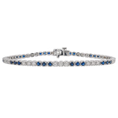 14K White Gold Sapphire Diamond Tennis Bracelet 7in, view 1