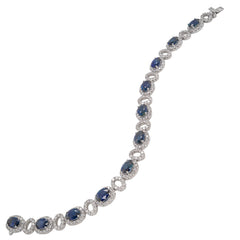 18K White Gold 11.03CTW Oval Blue Sapphire & 4.19CTW Natural Diamond Tennis Bracelet, view 2