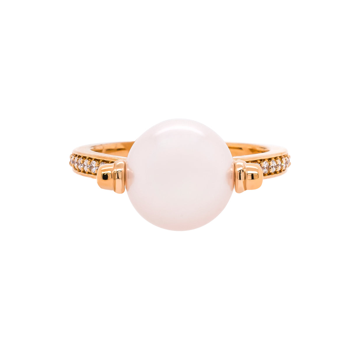 14K Yellow Gold 10mm Pearl Diamond Ring