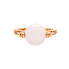 14K Yellow Gold 10mm Pearl Diamond Ring, view 1