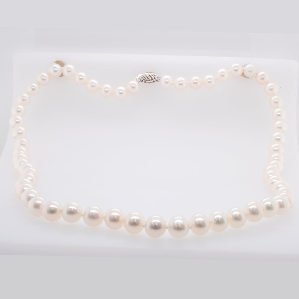 14K White Gold Fresh Water Pearl Opera Length White Pearl Necklace