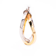 14K Yellow and White Gold Crossover Hoop Earrings 17mm, view 1