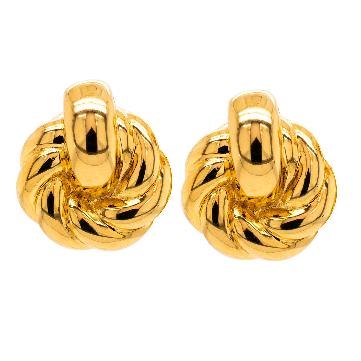 14K Yellow Gold Twisted Knot Door Knocker Earrings