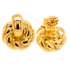 14K Yellow Gold Twisted Knot Door Knocker Earrings, view 2