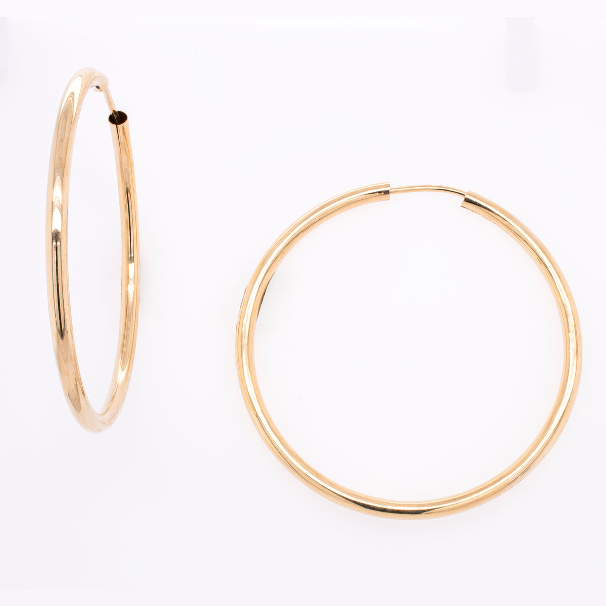 14K Yellow Gold 35mm Endless Hoop Earrings