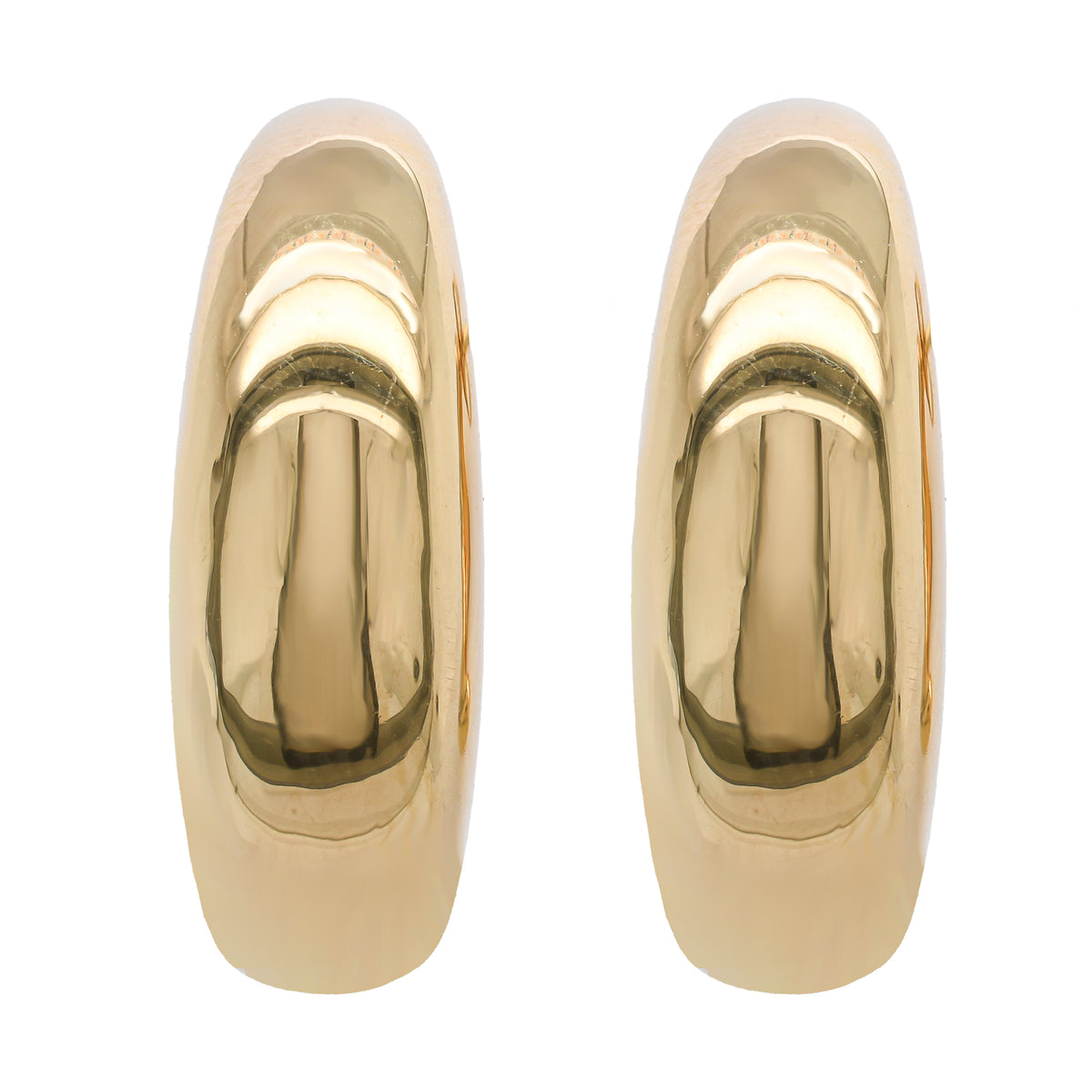 14K Yellow Gold C Hoop Moon Earrings