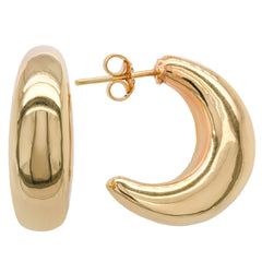 14K Yellow Gold C Hoop Moon Earrings, view 2