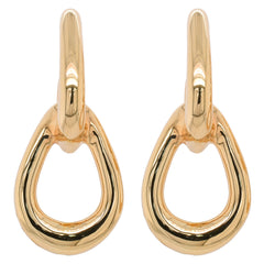 14K Yellow Gold Double Teardrop Earrings, view 1