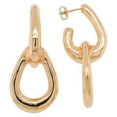 14K Yellow Gold Double Teardrop Earrings, view 2