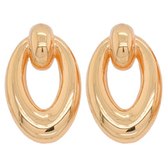 14K Yellow Gold Oval on Stud Earrings, view 1