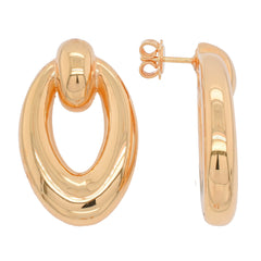 14K Yellow Gold Oval on Stud Earrings, view 2