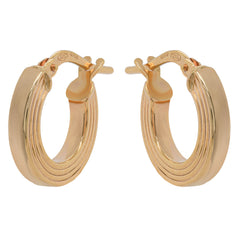 14K Yellow Gold Ridge Hoop Earrings 13mm, view 1