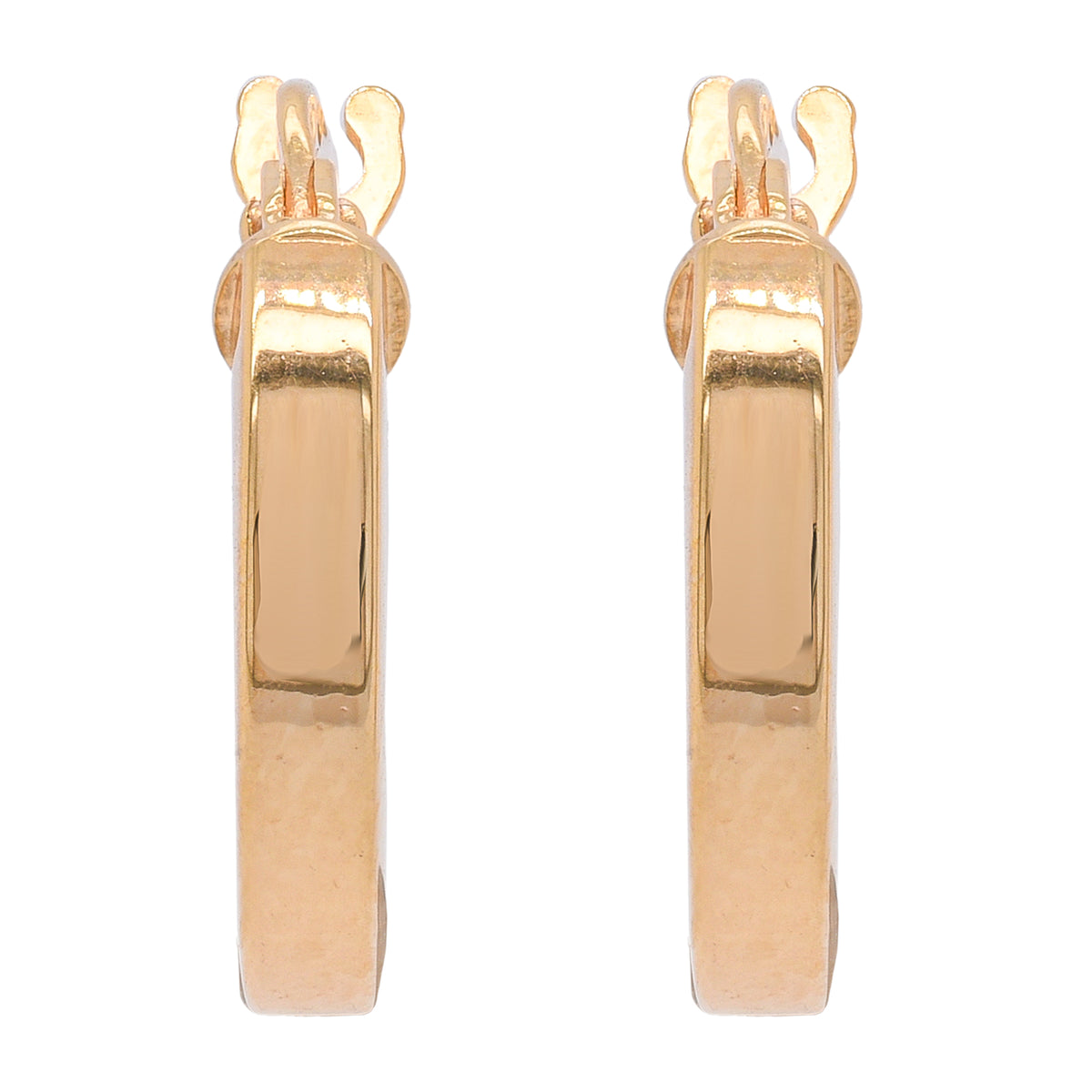 14K Yellow Gold SquareEdge Hoop Earrings 12.5mm