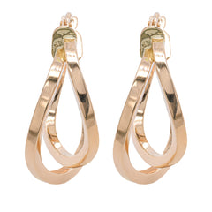 14K Yellow Gold Crossover Hoop Earrings 17mm, view 1