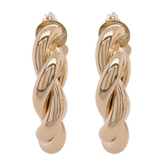 14K Yellow Gold Twisted Hoop Earrings 16mm, view 1