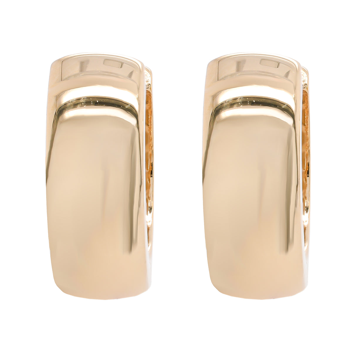 14K Yellow Gold Huggie Hoop Earrings 5.2mm wide