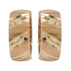 14K Yellow Gold Satin & Polished Huggie Earrings 5.3mm Wide, view 1