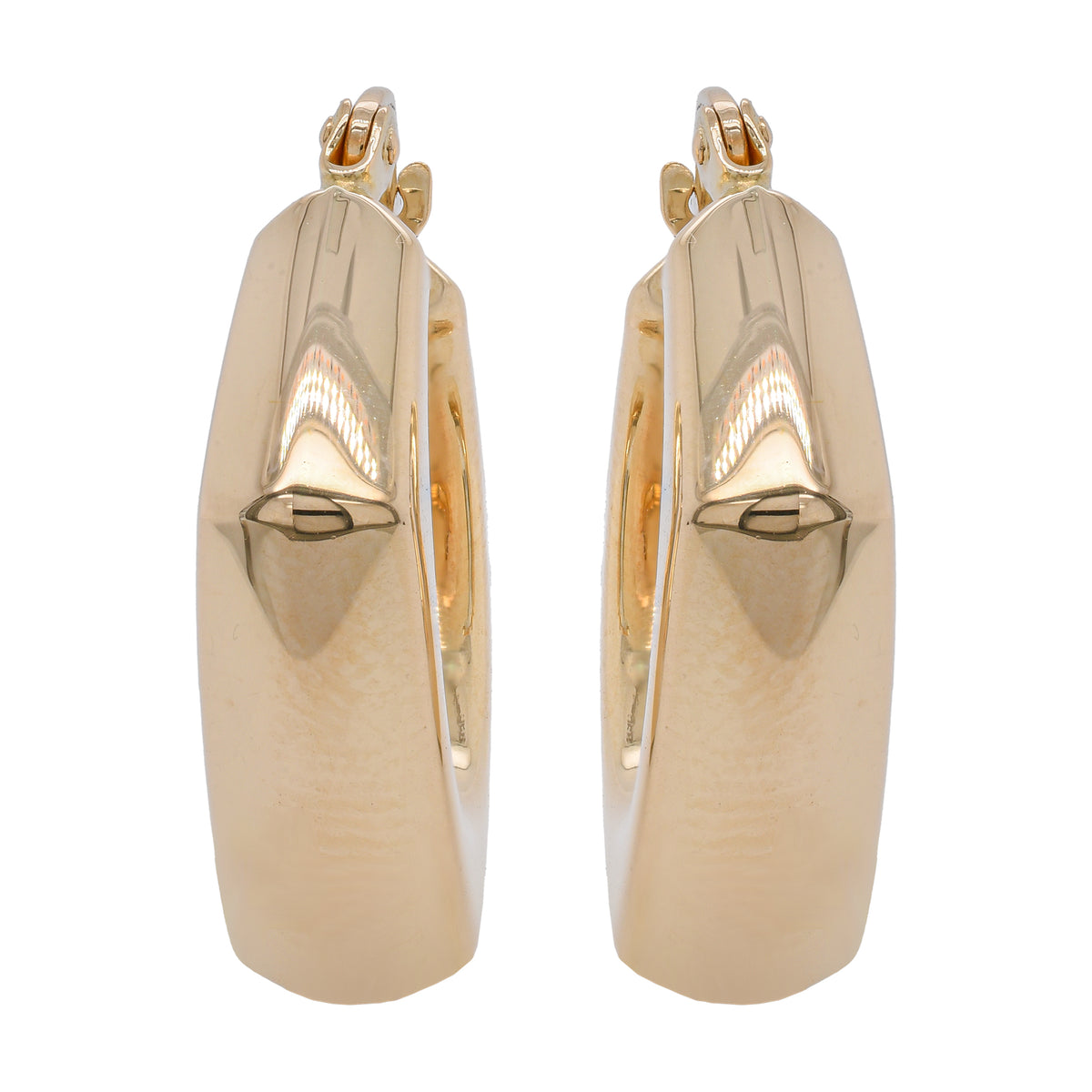 14K Yellow Gold Puffy Square Hoop Earrings 21mm