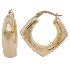 14K Yellow Gold Puffy Square Hoop Earrings 21mm, view 2