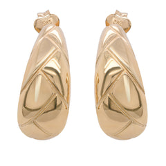 14K Yellow Gold Puffy J Hoop with Slashes 17mm, view 1