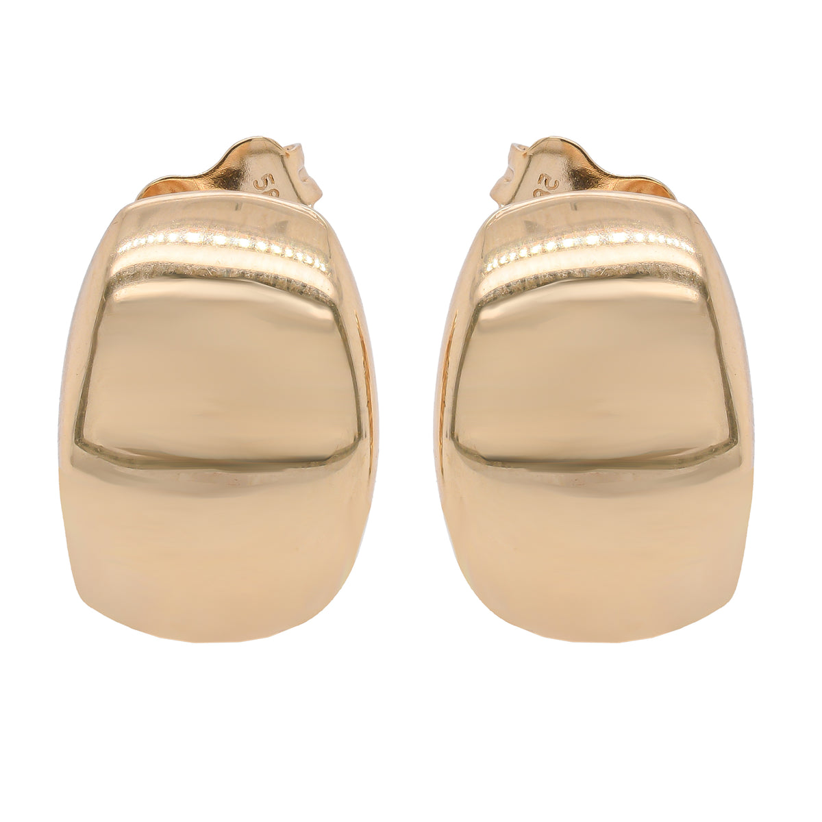 14K Wide J Hoop Puffy Earrings