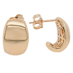 14K Wide J Hoop Puffy Earrings, view 2