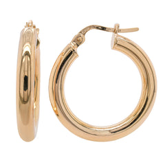 14K Yellow Gold 20mm Hoop Earrings, view 2