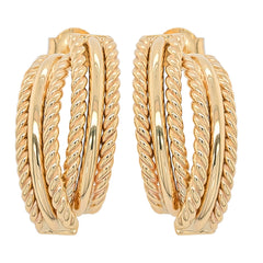 14K Yellow Gold J Hoop Braided Earrings, view 1