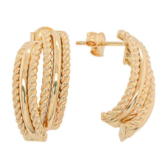 14K Yellow Gold J Hoop Braided Earrings, view 2