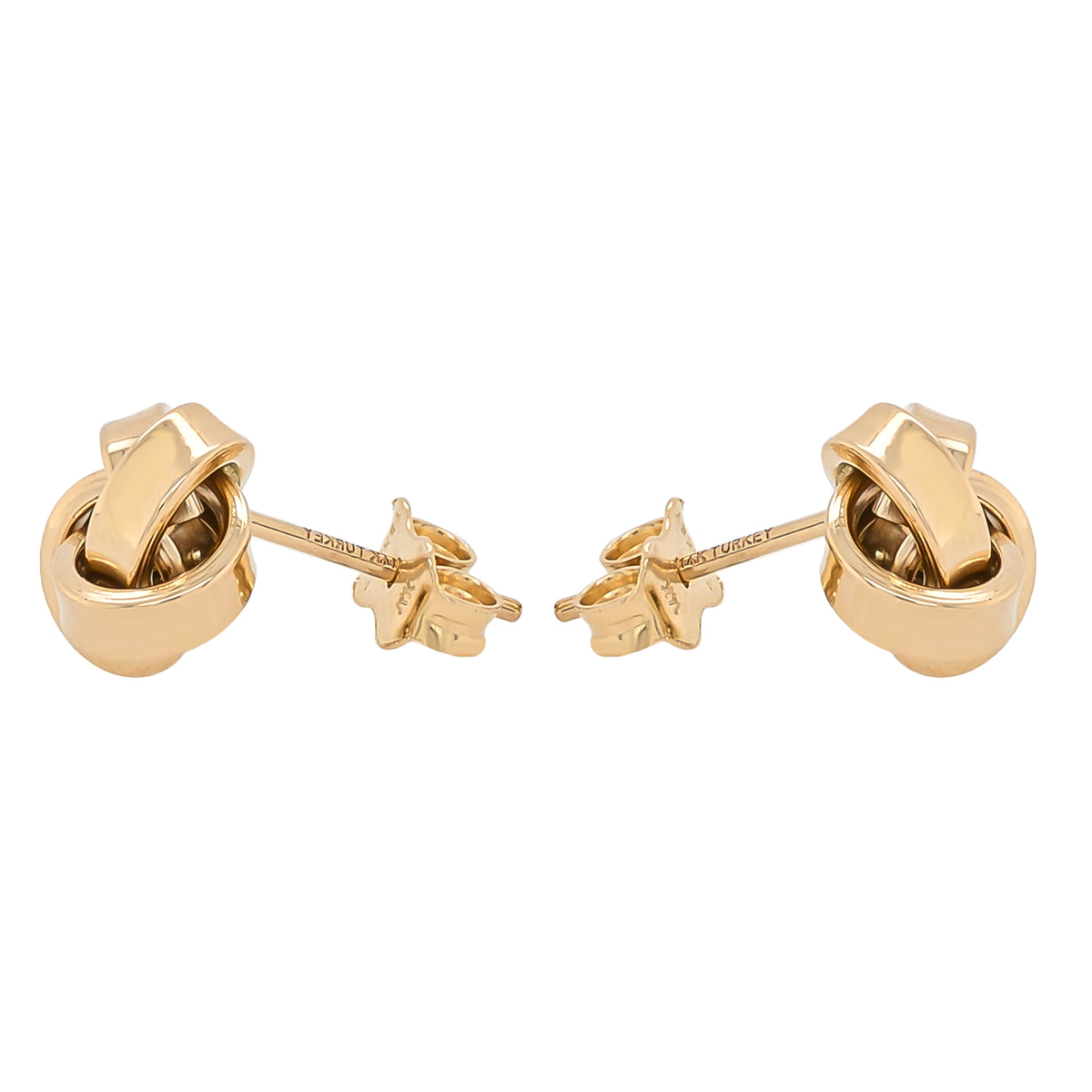 14K Yellow Gold Small Love Knot Earrings on Studs