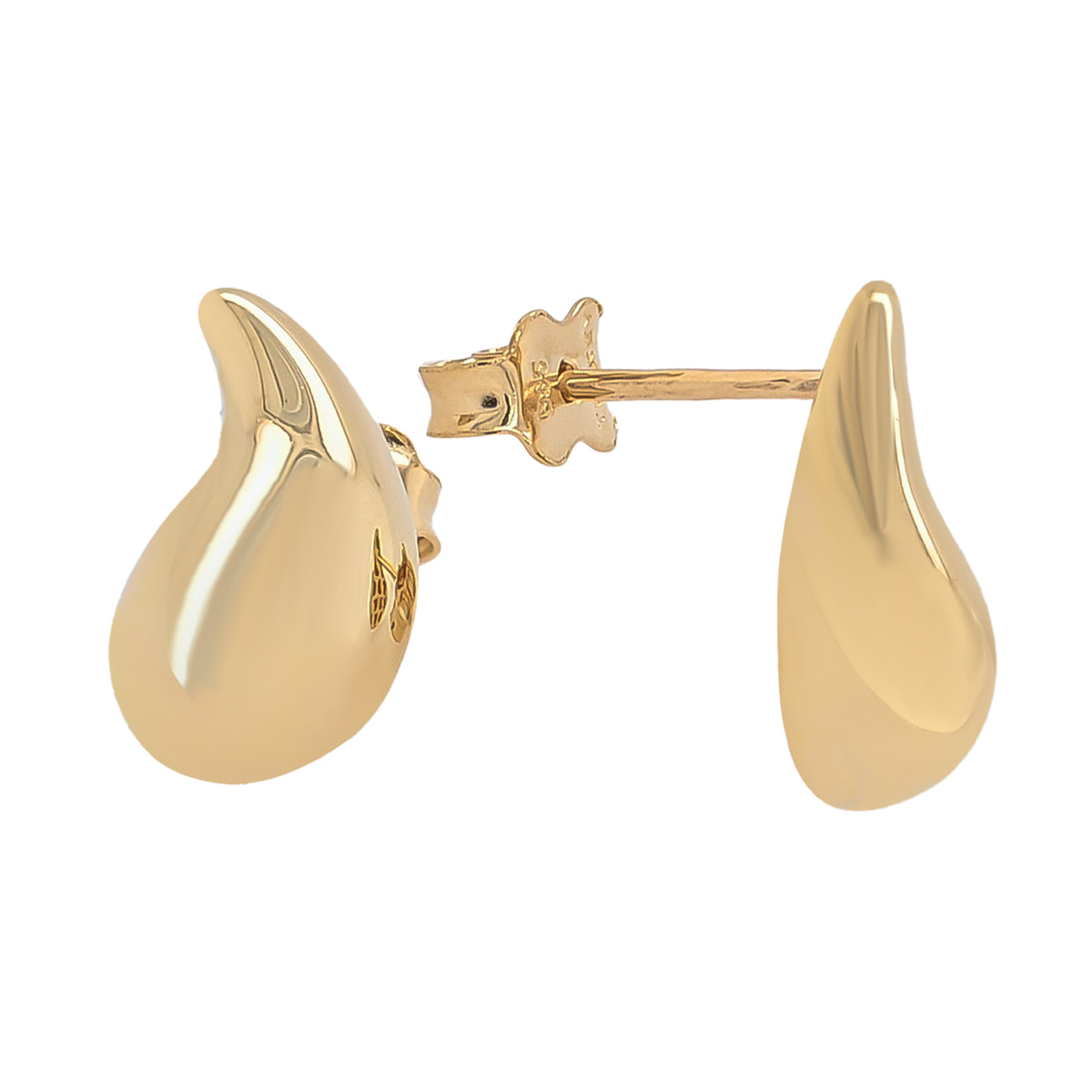 14K Yellow Gold Small Teardrop Stud Earrings
