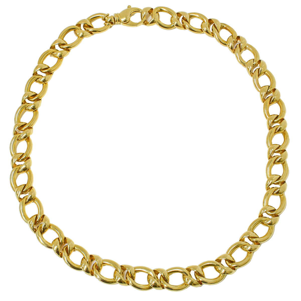18K Yellow Gold Oval & Round Link Chain Necklace | 18 Inch