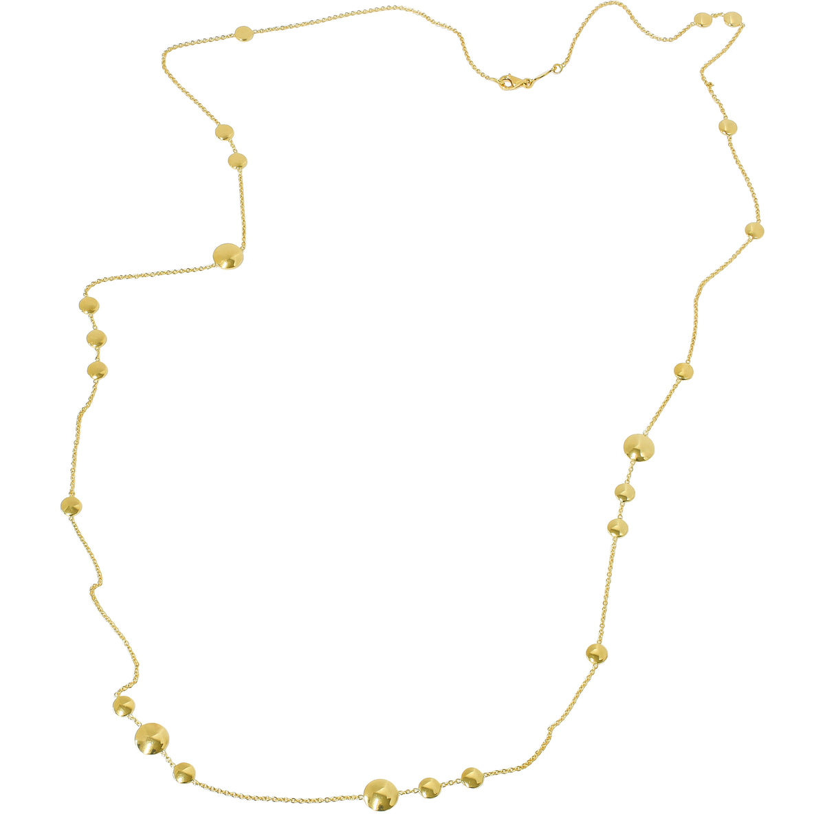 18K Yellow Gold Cable & Round Disc Link Chain Necklace | 31 Inch