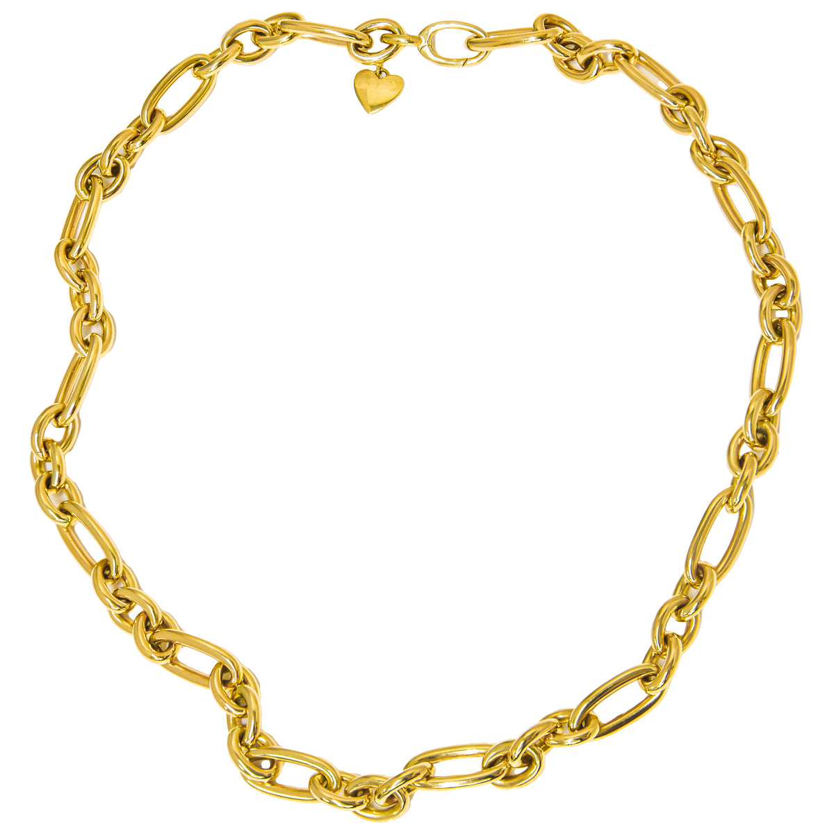 14K Yellow Gold Paperclip and Round Chain Link Necklace 24 inches