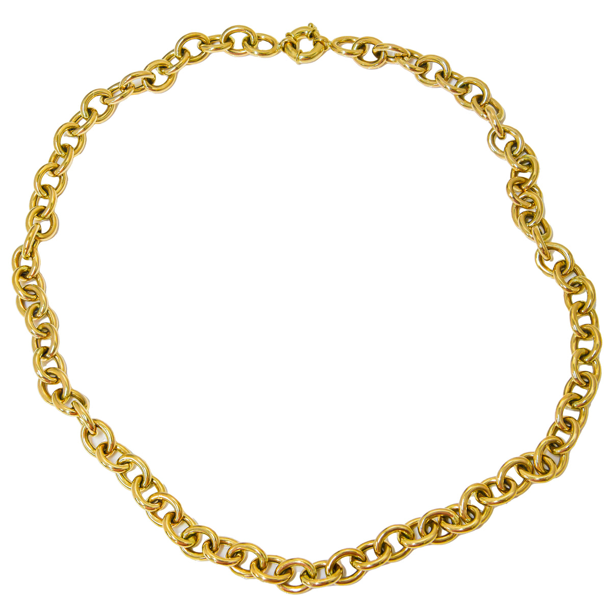 14K Yellow Gold Cable Link Necklace with a Spring Ring Clasp 24in