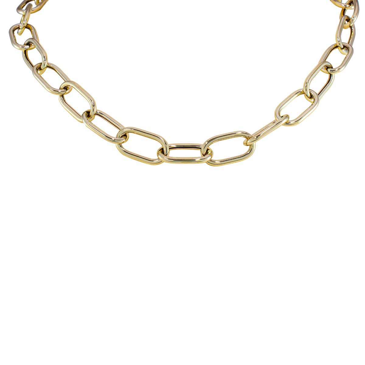 14K Yellow Paperclip Link Necklace 18 inch