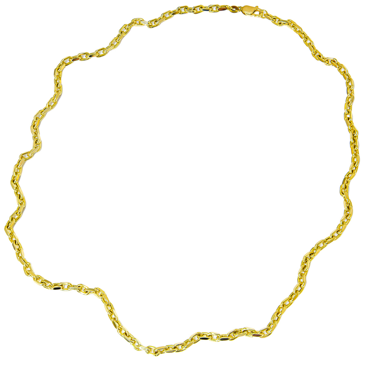 14K Yellow Gold Flat Edge Oval Link 24in Necklace