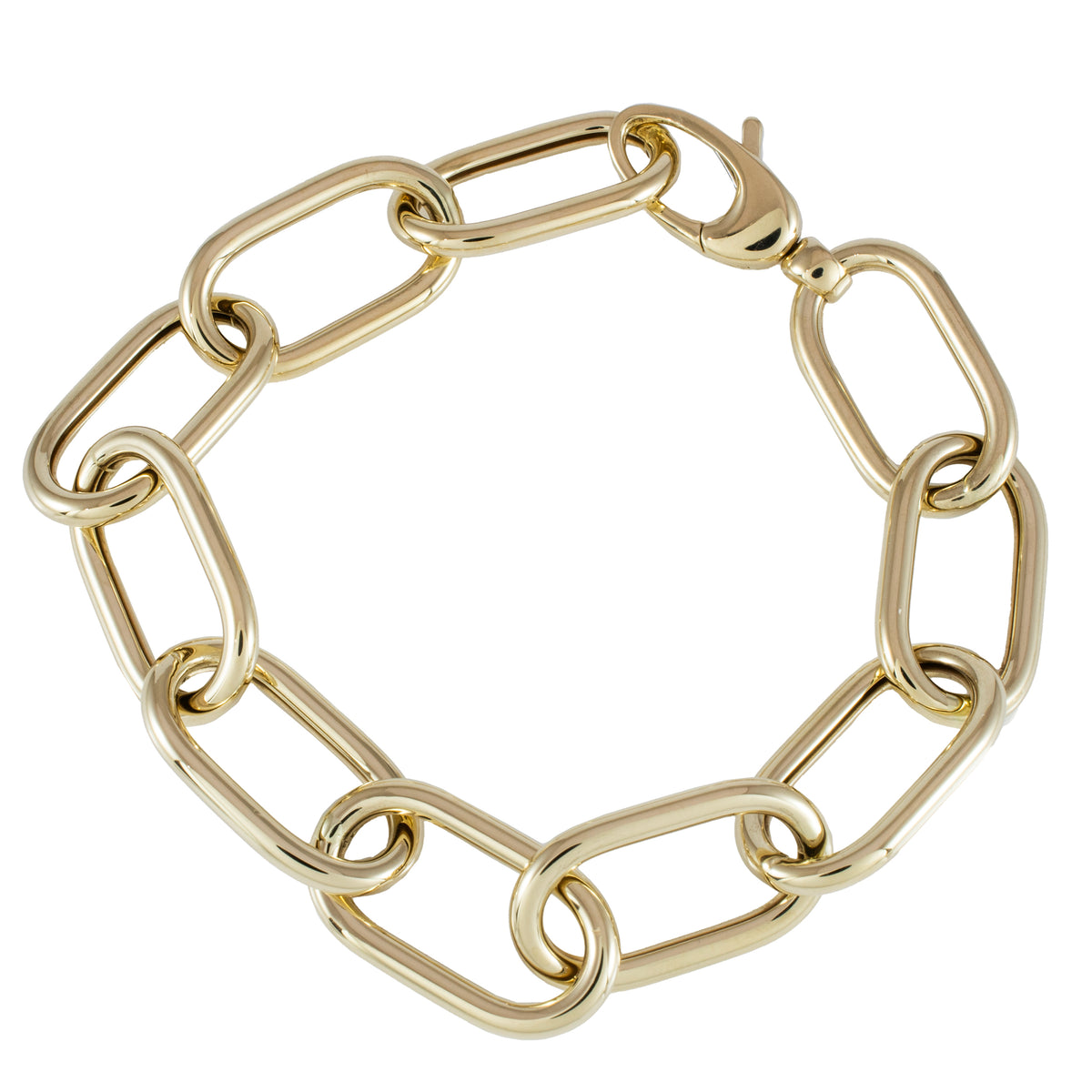 14K Yellow Gold Paperclip Open Link Chain Bracelet