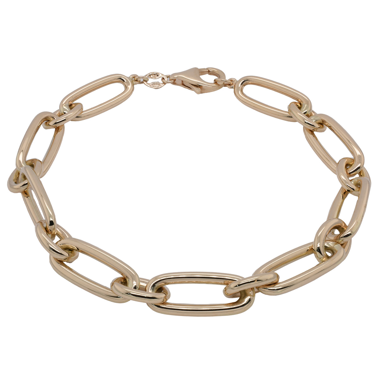 14K Yellow Gold Paperclip and Round Bracelet 7.75in
