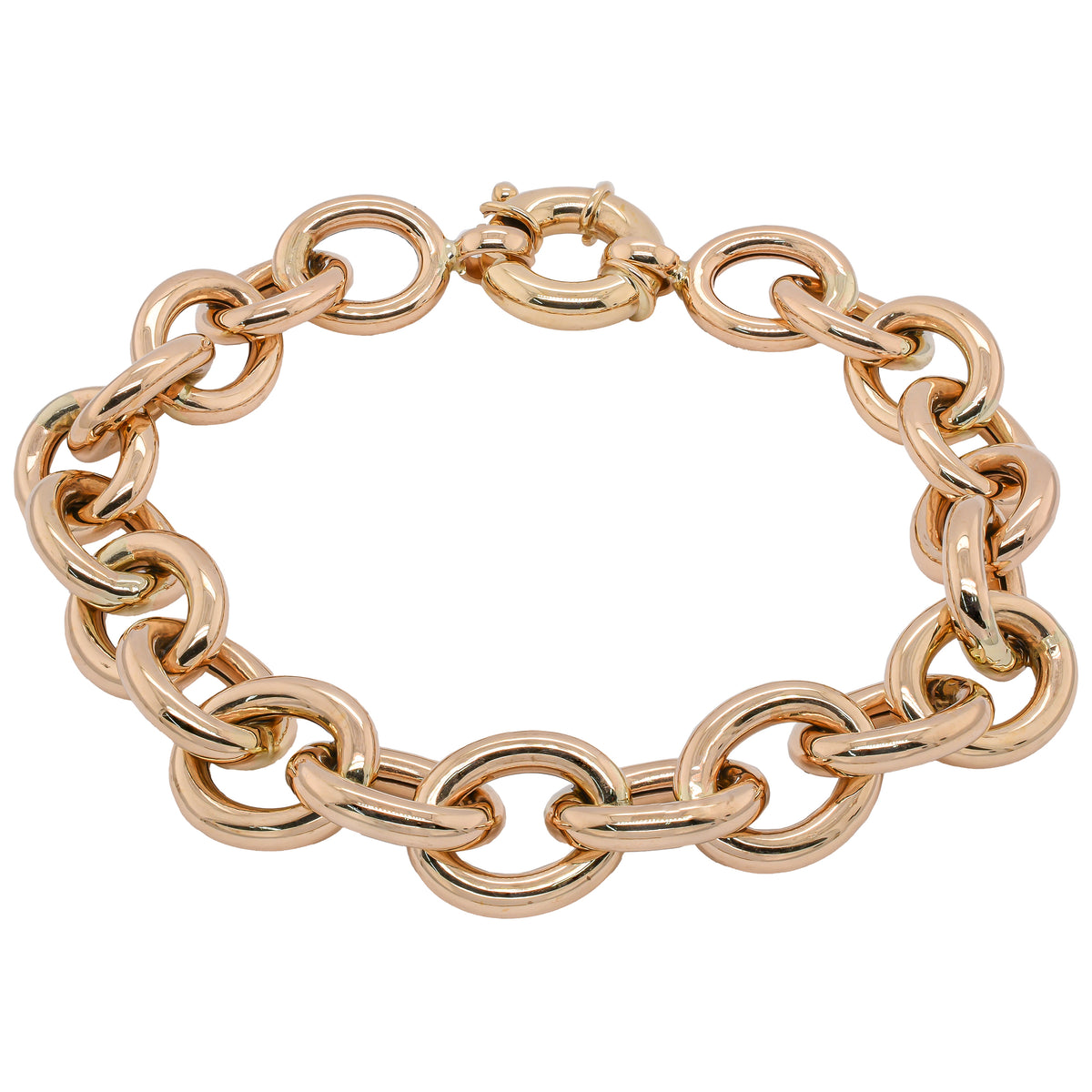 14K Yellow Gold Round Link Bracelet 7.5in